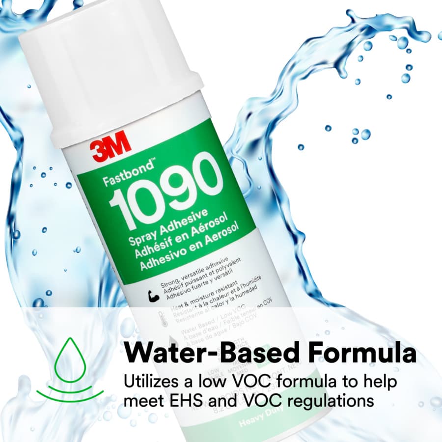 1090 Fastbond™ Multipurpose Adhesive High Strength, Water Based, Low VOC, Clear, 8.2 oz Aerosol Canister, detail 6