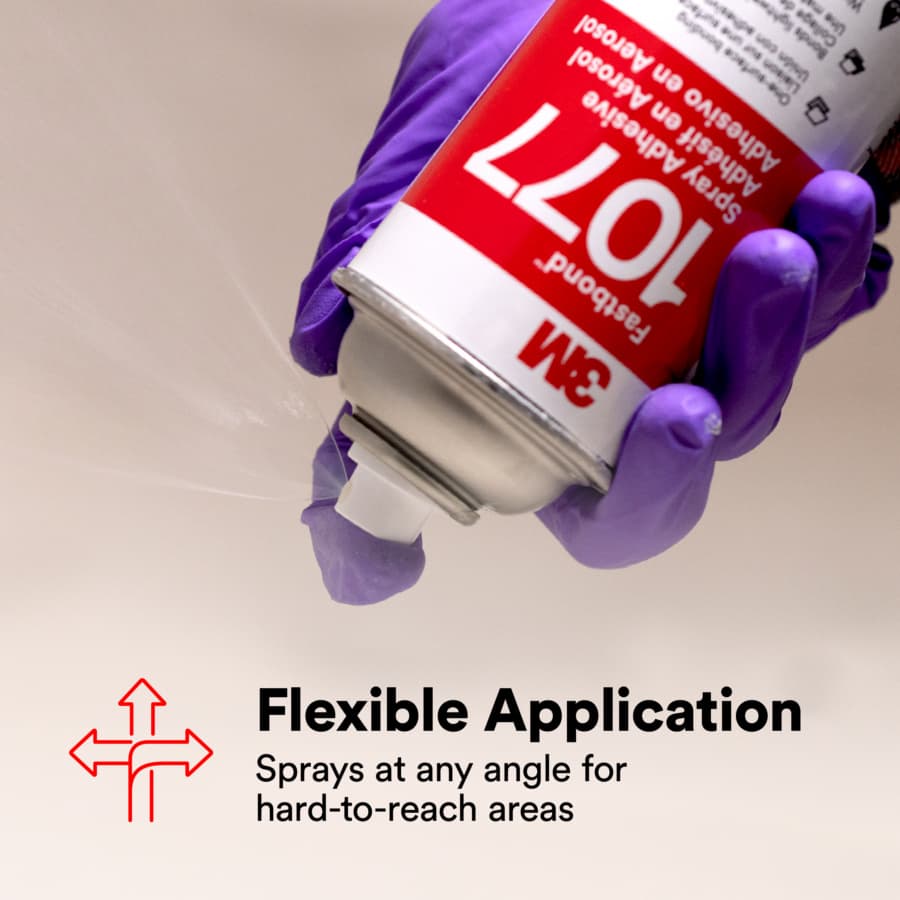 1077 Fastbond™ Multipurpose Adhesive, Water Based, Low VOC, Clear, 8.2 oz Aerosol Canister, detail 4