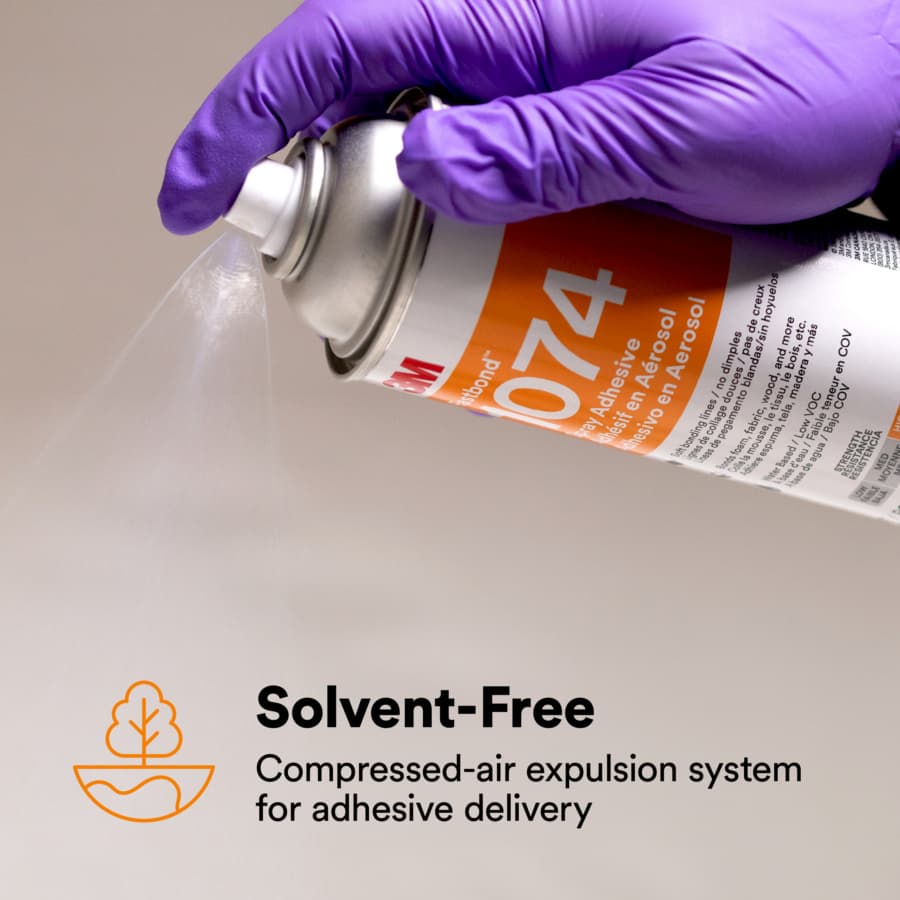 1074 Foam and Fabric Adhesive, Water Based, Low VOC, Clear, 8.2 oz Aerosol Canister, detail 4