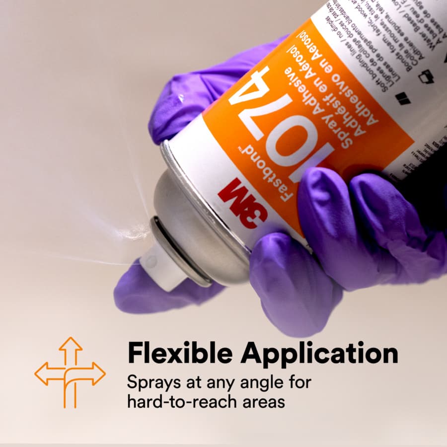 1074 Foam and Fabric Adhesive, Water Based, Low VOC, Clear, 8.2 oz Aerosol Canister, detail 3