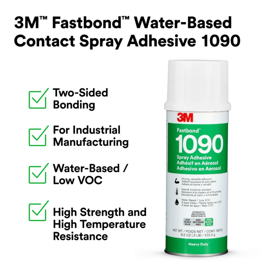 1090 Fastbond™ Multipurpose Adhesive High Strength, Water Based, Low VOC, Clear, 8.2 oz Aerosol Canister, detail 8