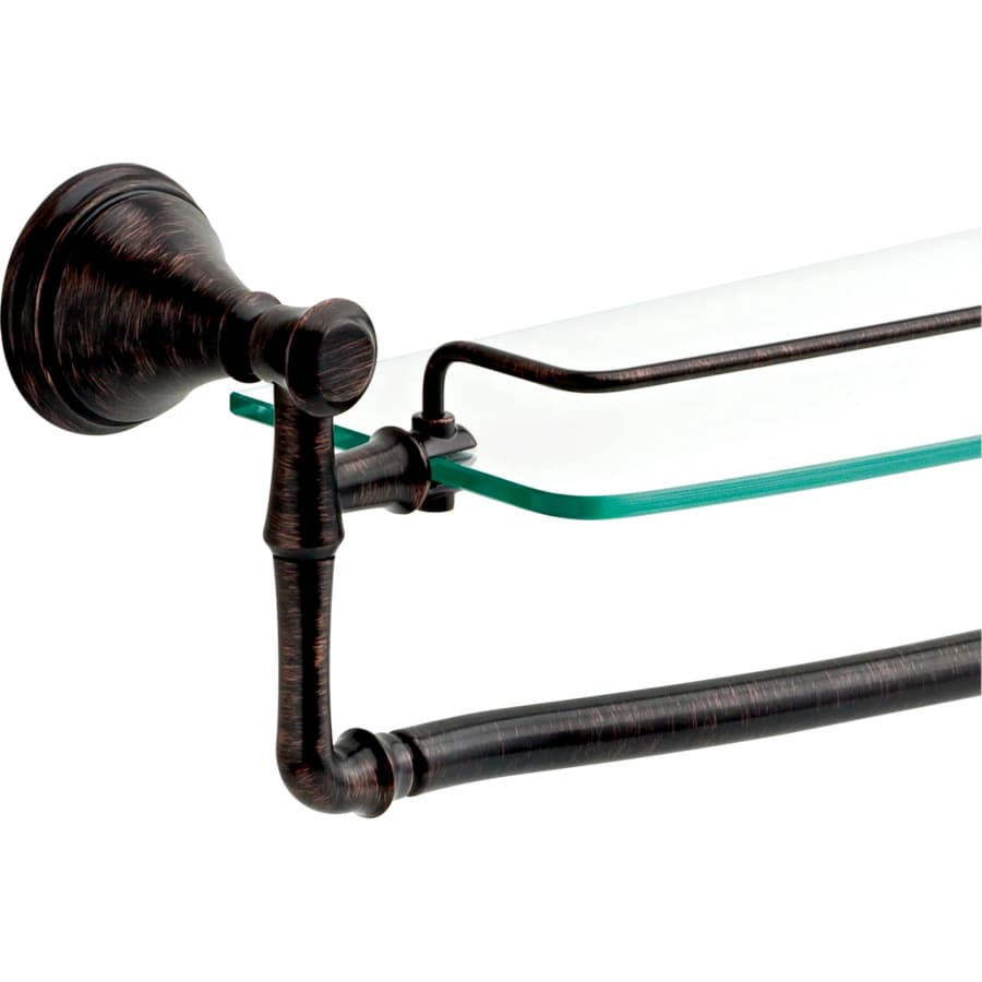 Liberty Hardware Cassidy 18" Glass Shelf With Removable Bar, Venetian Bronze, detail 1