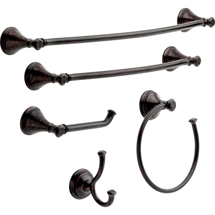 Liberty Hardware Cassidy 18" Glass Shelf With Removable Bar, Venetian Bronze, detail 2
