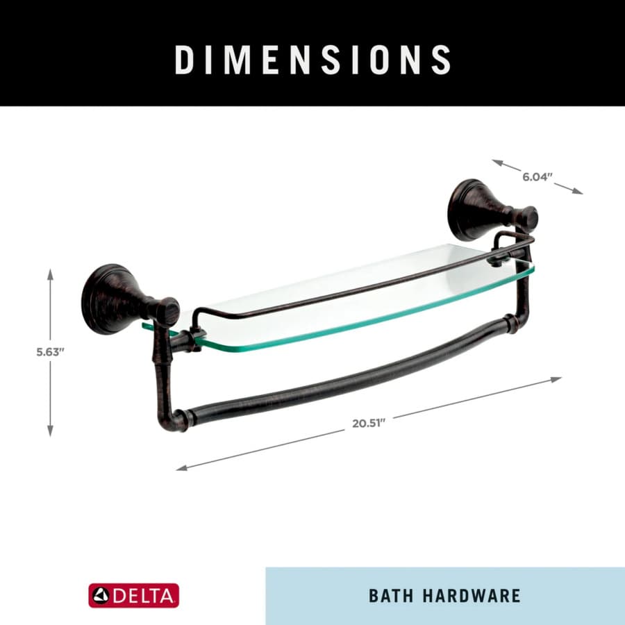 Liberty Hardware Cassidy 18" Glass Shelf With Removable Bar, Venetian Bronze, detail 3