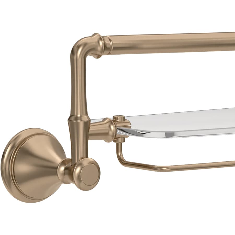 Liberty Hardware Cassidy 18" Glass Shelf With Removable Bar, Champagne Bronze, detail 2