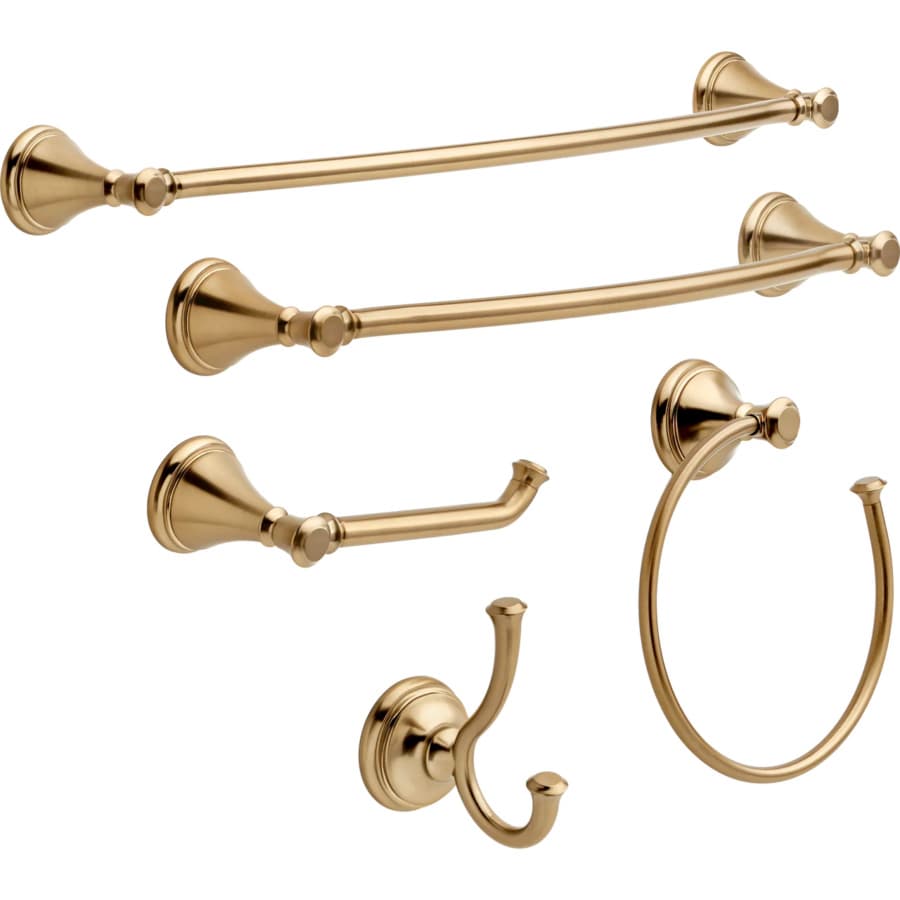 Liberty Hardware Cassidy 18" Glass Shelf With Removable Bar, Champagne Bronze, detail 3