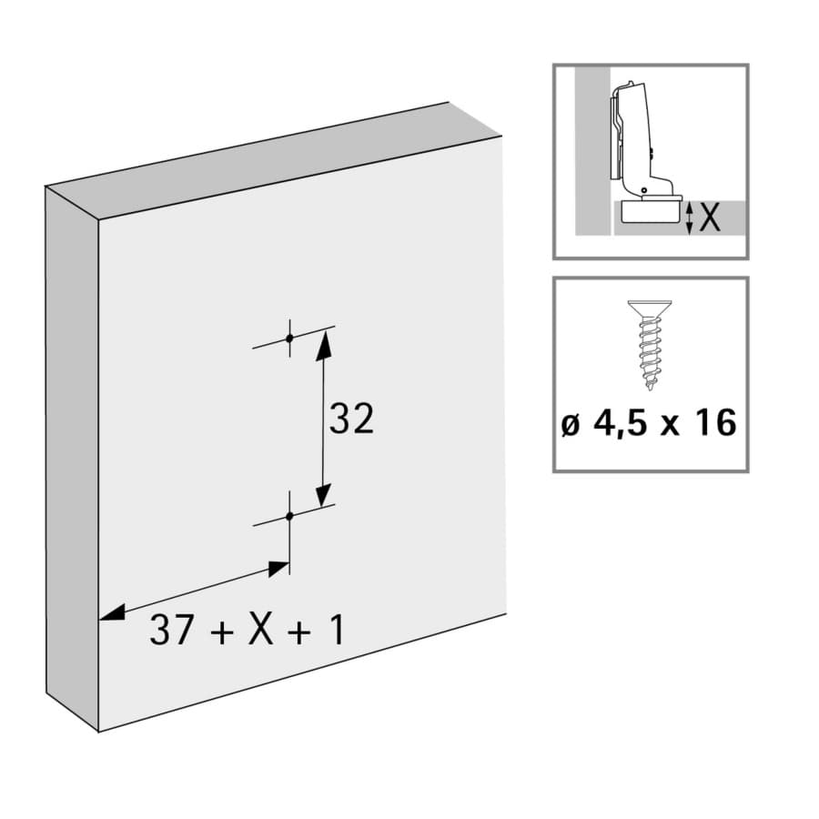 Cross Mounting Plate with Height Adjustment, Nickel-Plated, Screw-On, 3mm, detail 2