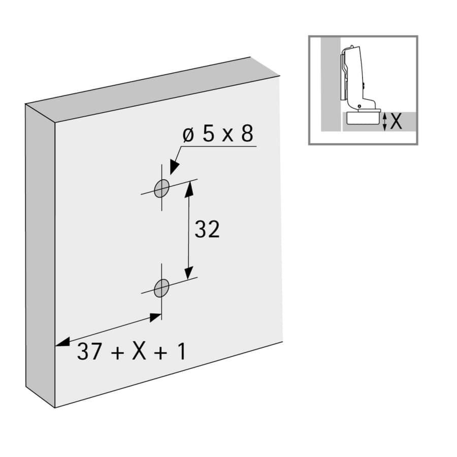 Adjustment Steel Cross Mounting Plate with Euro Screw, Nickel-Plated, 3mm, detail 2