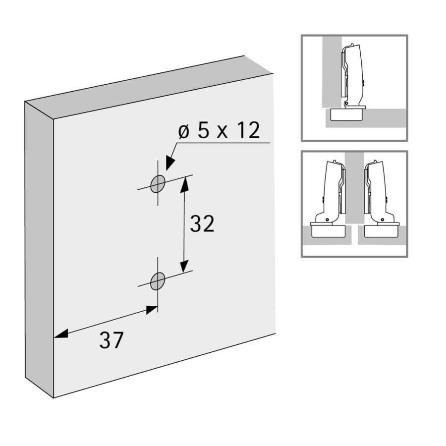 Sensys Cam Adjustment Face Frame Cross Mounting Plate, Nickel-Plated, Dowelled, 3mm, detail 1