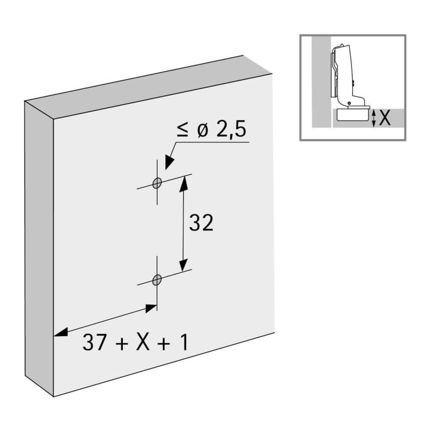 Adjustment Steel Cross Mounting Plate with Chipboard Screw, Nickel-Plated, 0mm, detail 2