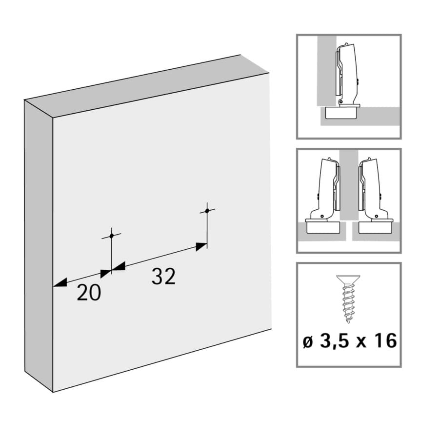 Linear Mounting Plate with Height Adjustment, Nickel-Plated, Screw-On, 3mm, detail 1