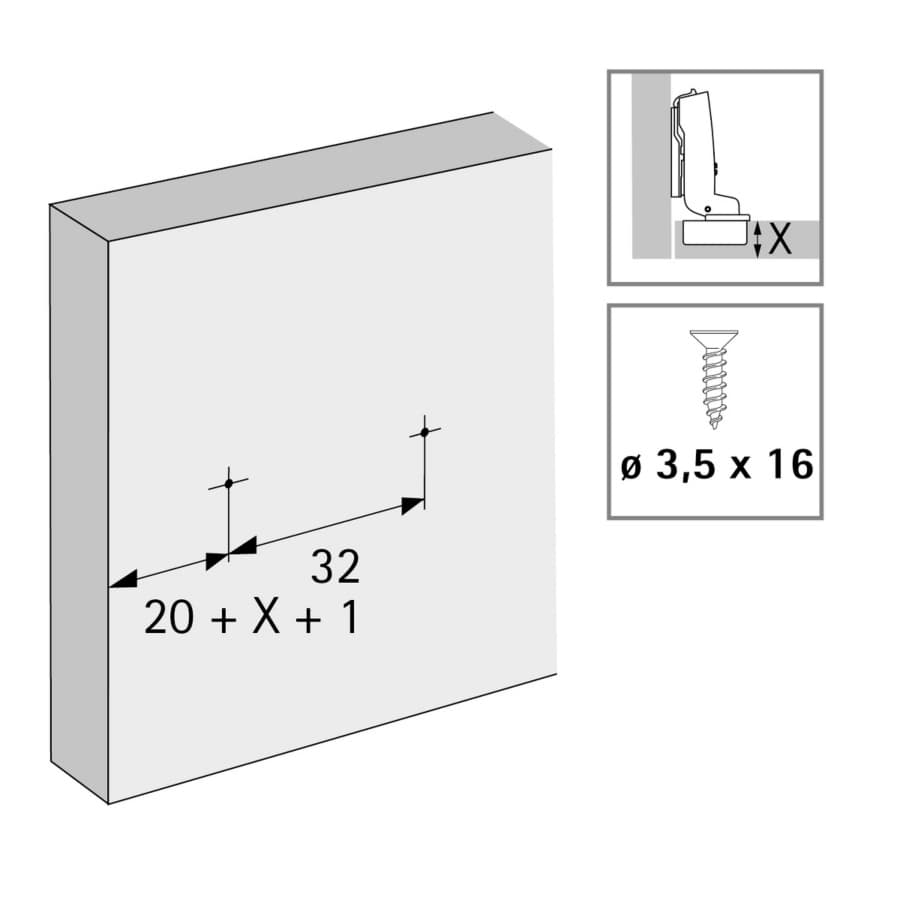 Linear Mounting Plate with Height Adjustment, Nickel-Plated, Screw-On, 3mm, detail 2
