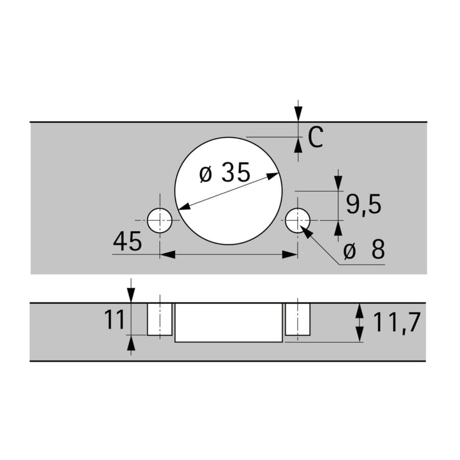 Hettich Sensys Soft-Close Silent System Full Overlay Face-Frame;Frameless Hinges Nickel, 165° Dowel - 9099566, detail 2