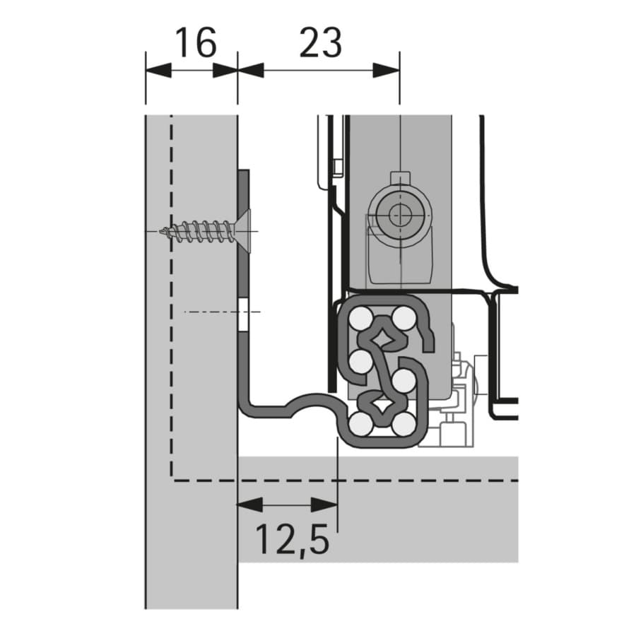 Hettich Quadro V6 420mm Push-to-Open Full Extension Undermount Drawer Slides, Ball Bearing Right hand Zinc - 9116790, detail 1