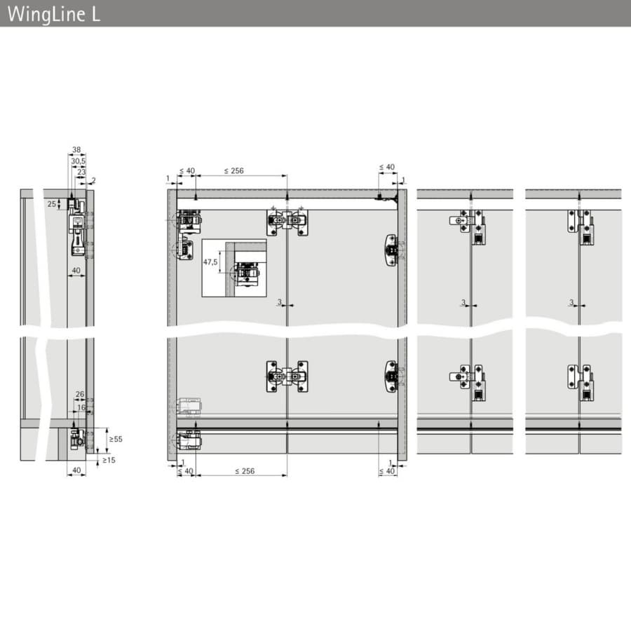1200mm WingLine L Profile Set with Bottom Guide, detail 2