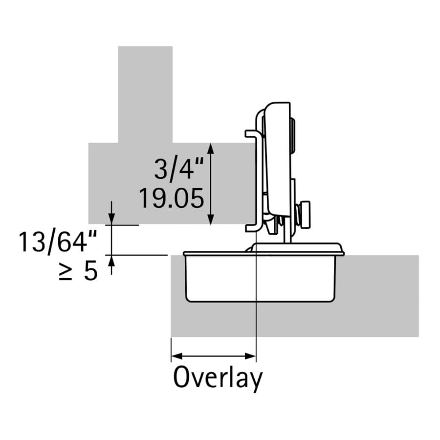 Hettich Optimat Self-Close 1/2" Overlay 3D Face-Frame Hinges Nickel, 105° Dowel - 9285000, detail 1