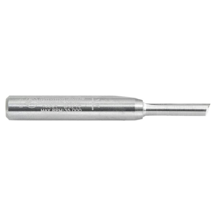 3/16" x 2" Single 'O' Flute Plastic Cutting Router Bit, 1-Flute, 1/4" Shank, detail