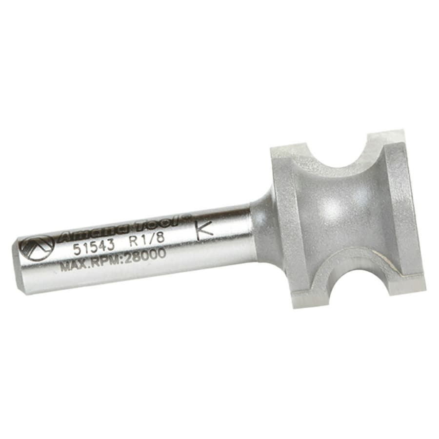 Amana 23/32" x 1/8" Radius Bull Nose Router Bit, 2-Flute, 1/4" Shank, detail