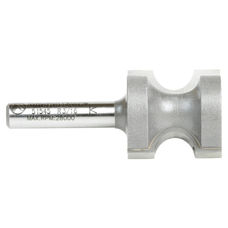 Amana 7/8" x 3/16" Radius Bull Nose Router Bit, 2-Flute, 1/4" Shank, detail