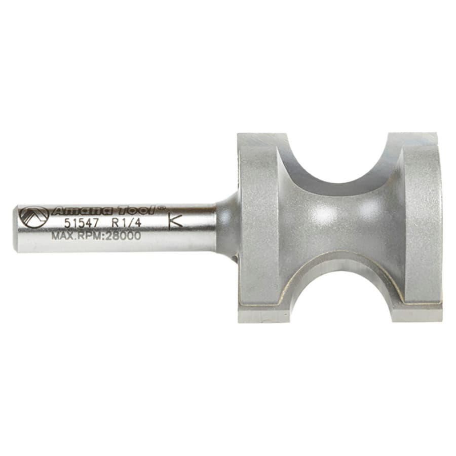 Amana 1" x 1/4" Radius Bull Nose Router Bit, 2-Flute, 1/4" Shank, detail