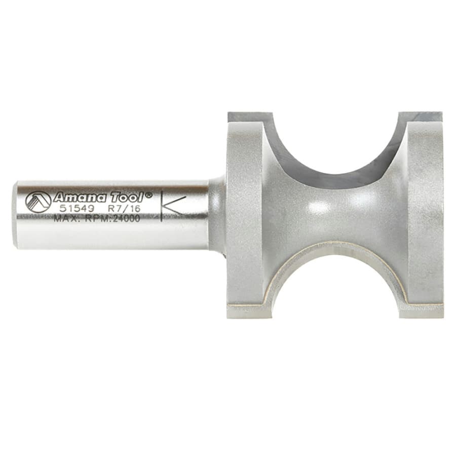Amana 1-1/2" x 7/16" Radius Bull Nose Router Bit, 2-Flute, 1/2" Shank, detail
