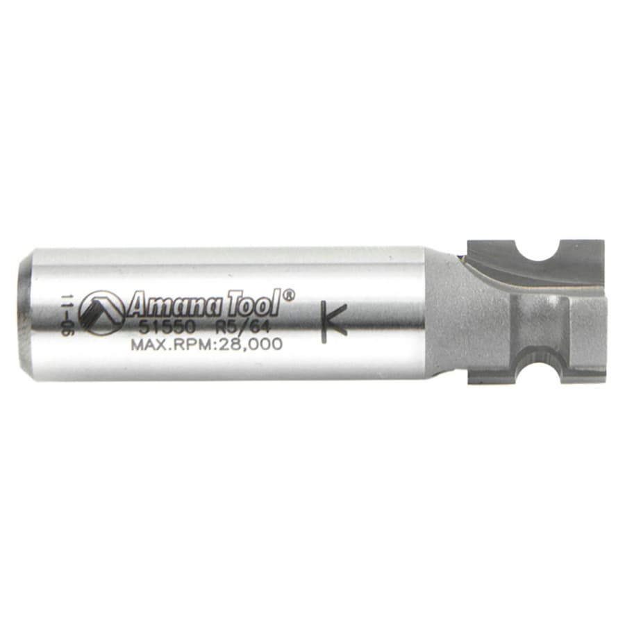 Amana 17/32" x 5/64" Radius Bull Nose Router Bit, 2-Flute, 1/2" Shank, detail