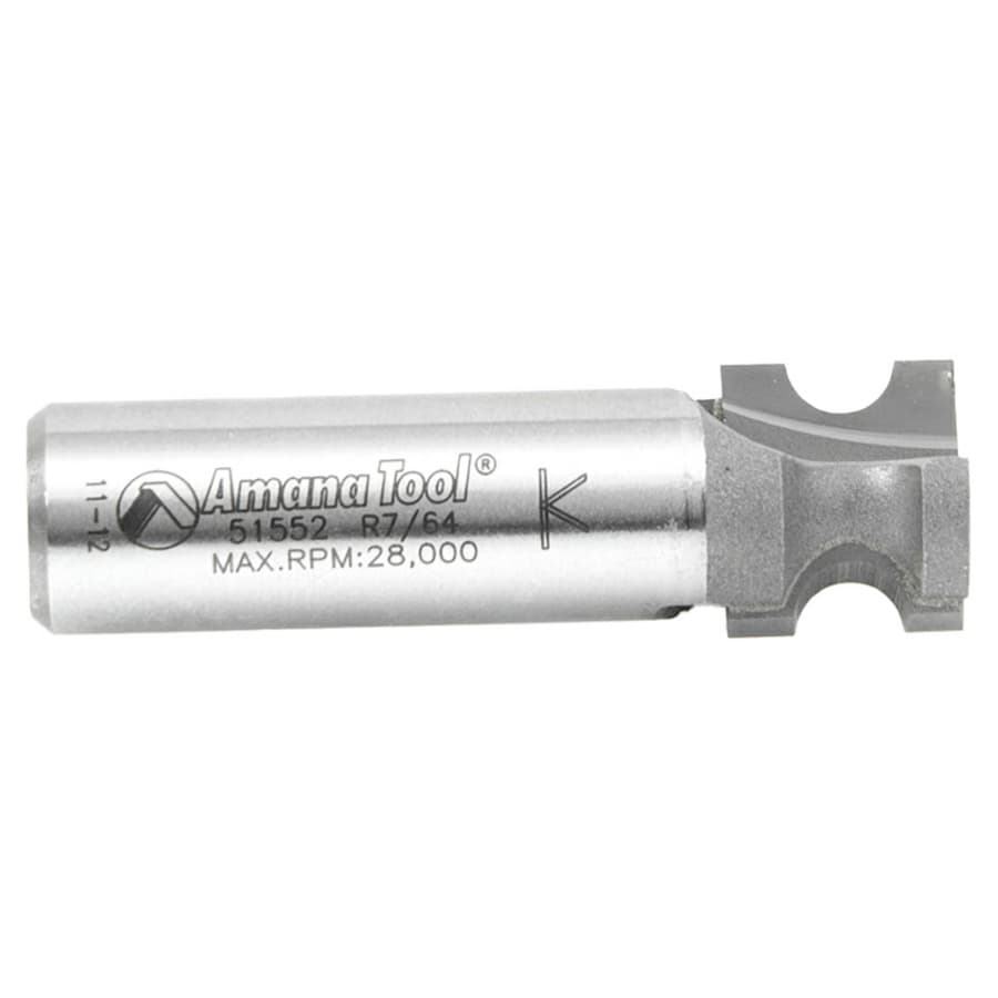 Amana 19/32" x 7/64" Radius Bull Nose Router Bit, 2-Flute, 1/2" Shank, detail