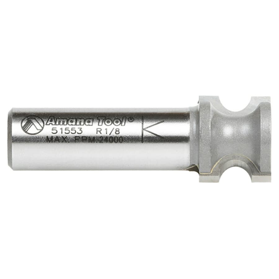 Amana 23/32" x 1/8" Radius Bull Nose Router Bit, 2-Flute, 1/2" Shank, detail