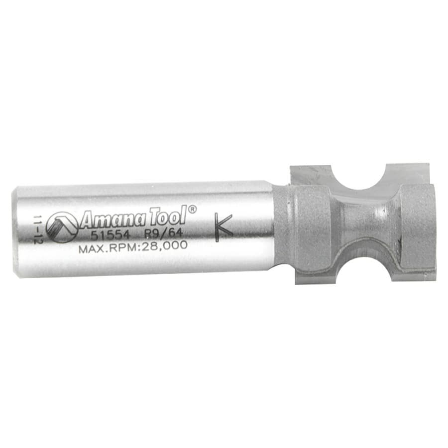 Amana 21/32" x 9/64" Radius Bull Nose Router Bit, 2-Flute, 1/2" Shank, detail