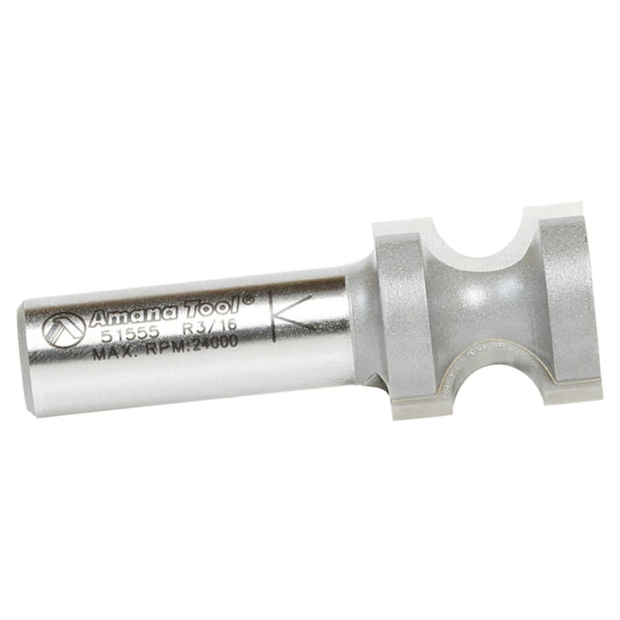 Amana 7/8" x 3/16" Radius Bull Nose Router Bit, 2-Flute, 1/2" Shank, detail