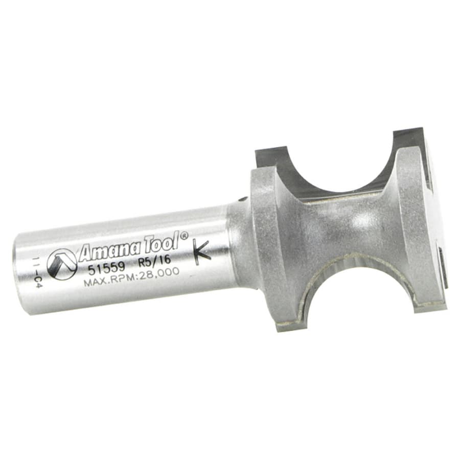 Amana 1-1/8" x 5/16" Radius Bull Nose Router Bit, 2-Flute, 1/2" Shank, detail