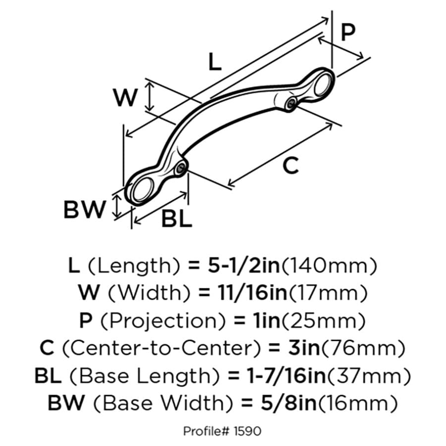 Amerock Inspirations 3" Center to Center Oil Rubbed Bronze Pull, BP1590ORB Detail Image 1