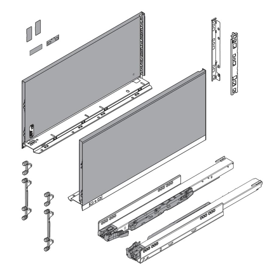 20" Legrabox Drawer System F Height, 9-1/2", 125lb Capacity Full-Extension with BLUMOTION, Silk White, detail 5