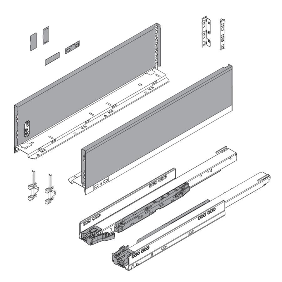 14" LEGRABOX Drawer System K Height 5-1/16", 125 lb Cap. Full-Extension w/BLUMOTION, Carbon Black Matte, detail 5