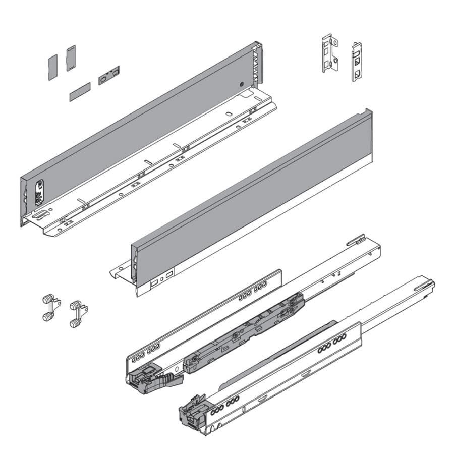 22" Legrabox Drawer System M Height, 3-9/16", 125lb Capacity Full-Extension with BLUMOTION, Silk White, detail 5