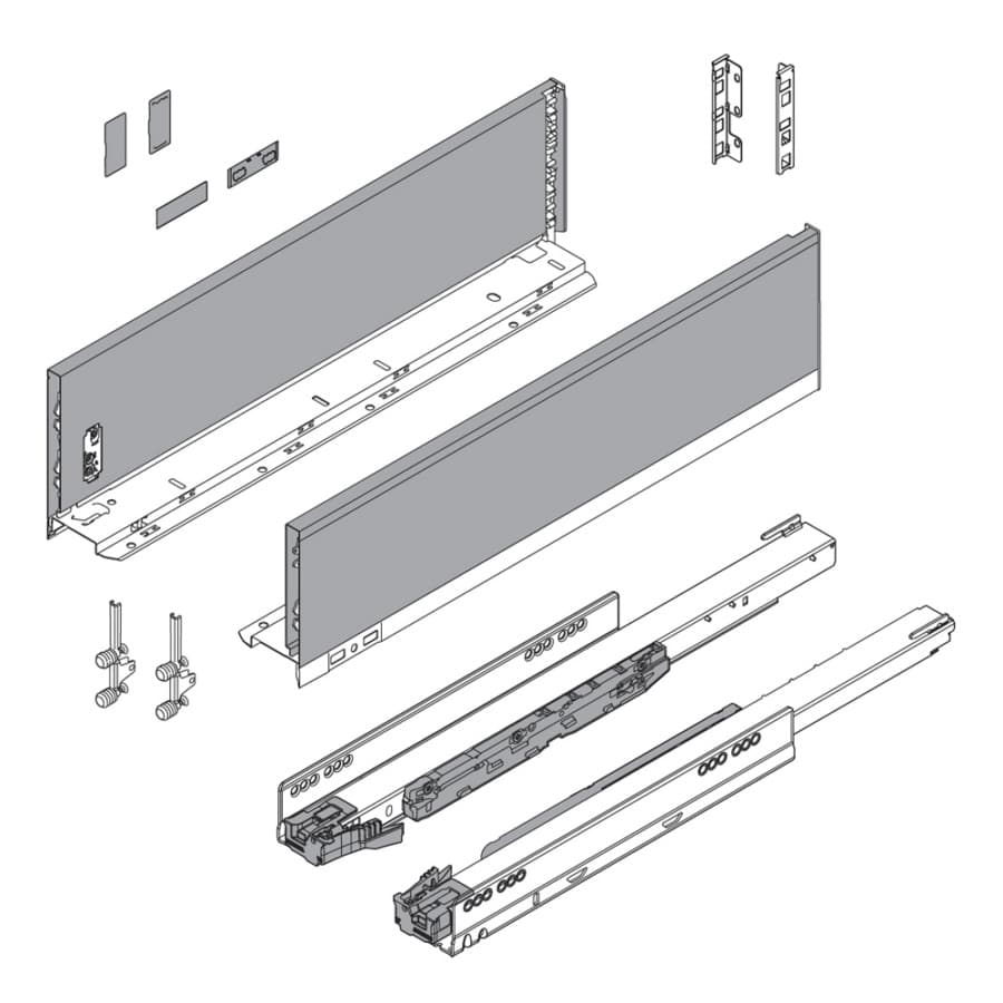 22" Legrabox Drawer System K Height, 5-1/16", 125lb Capacity Full-Extension with BLUMOTION, Silk White, detail 5
