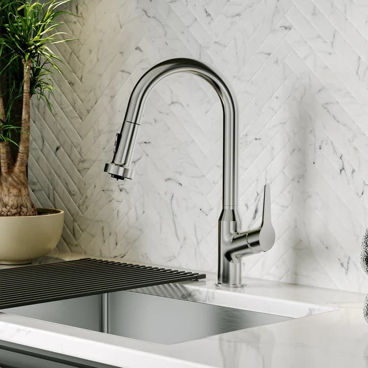 Karran Scottsdale Stainless Steel Single Handle Pull-Down Dual Function Kitchen Faucet, 1.8GPM, 360 Degree, ADA Compliant, KKF250SS, detail 2