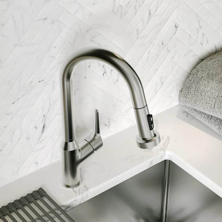 Karran Scottsdale Stainless Steel Single Handle Pull-Down Dual Function Kitchen Faucet, 1.8GPM, 360 Degree, ADA Compliant, KKF250SS, detail 3