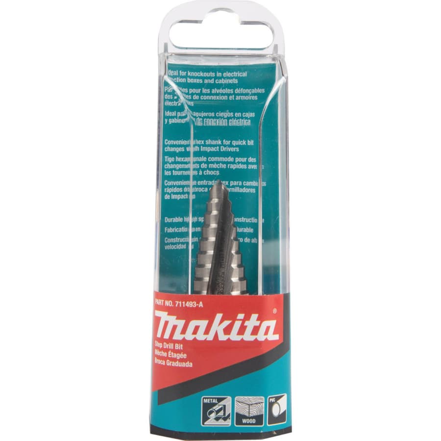 Makita 1/4" - 3/4" High Speed Steel Step Drill Bit 1/4" Shank, 711493-A, detail 1