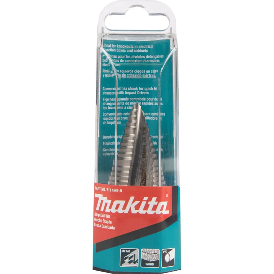 Makita 1/4" - 1-1/8" High Speed Steel Step Drill Bit 1/4" Shank, 711494-A, detail 1