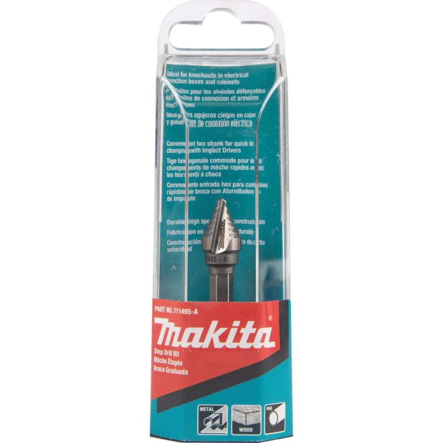 Makita 1/4" - 1/2" High Speed Steel Step Drill Bit 1/4" Shank, 711495-A, detail 1