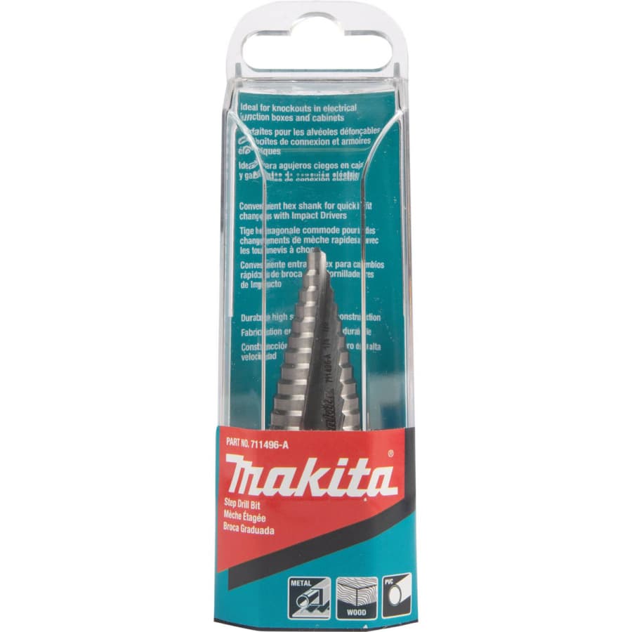 Makita 1/4" - 7/8" High Speed Steel Step Drill Bit 1/4" Shank, 711496-A, detail 1