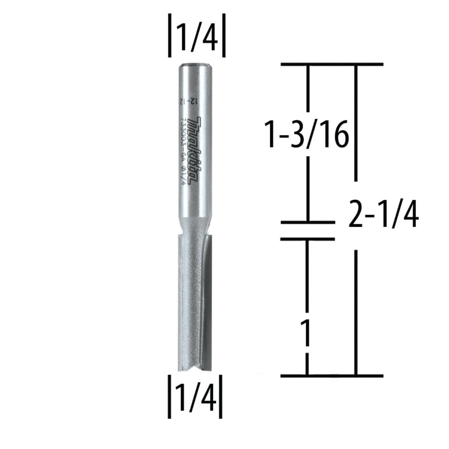 1/4" x 2-1/4" Straight Router Bit, 2-Flute, 1/4" Shank, detail 1