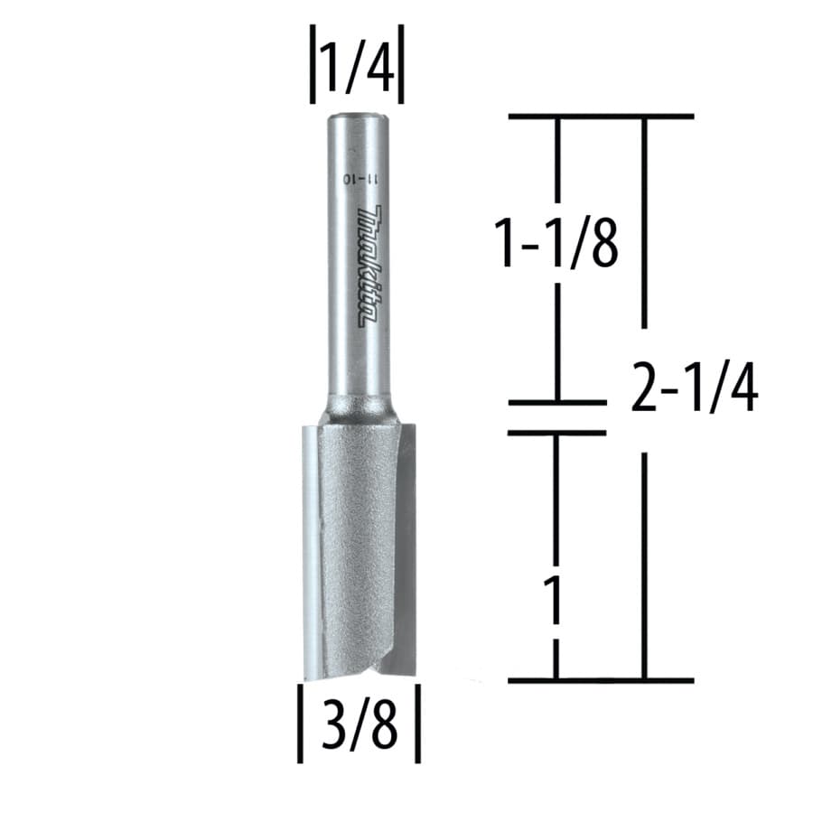 3/8" x 2-1/4" Straight Router Bit, 2-Flute, 1/4" Shank, detail 1