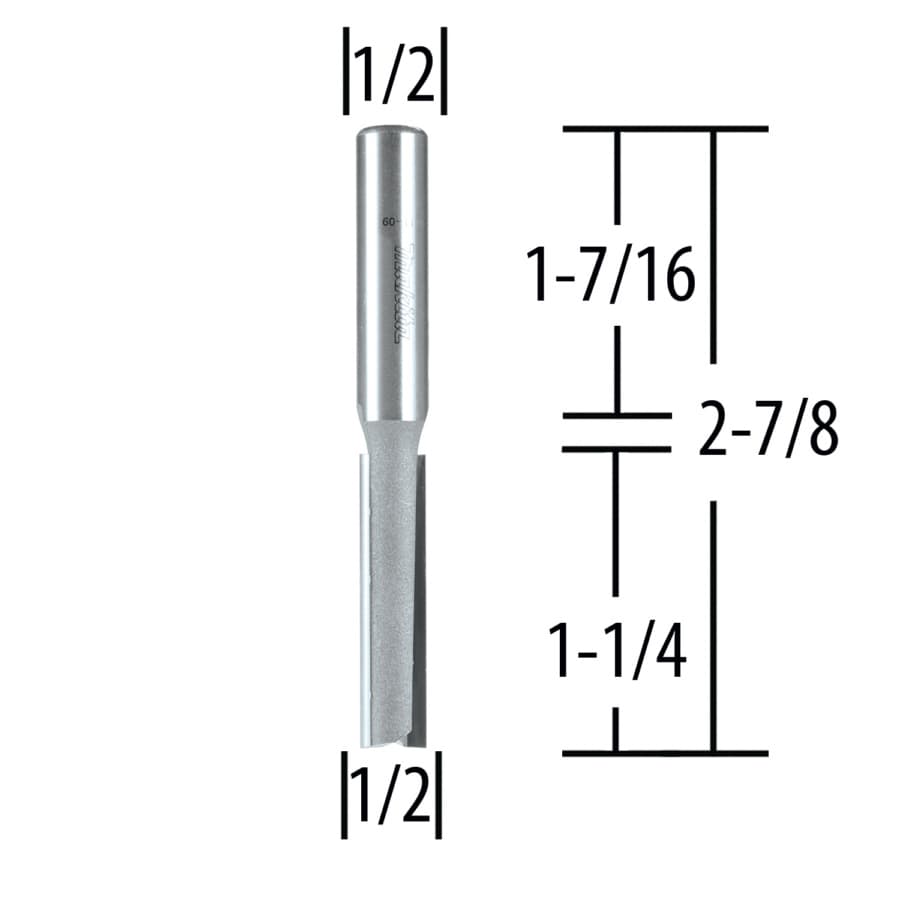 1/2" x 2-7/8" Straight Router Bit, 2-Flute, 1/2" Shank, detail 1