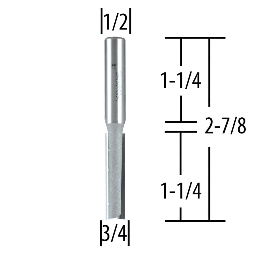 3/4" x 2-7/8" Straight Router Bit, 2-Flute, 1/2" Shank, detail 1