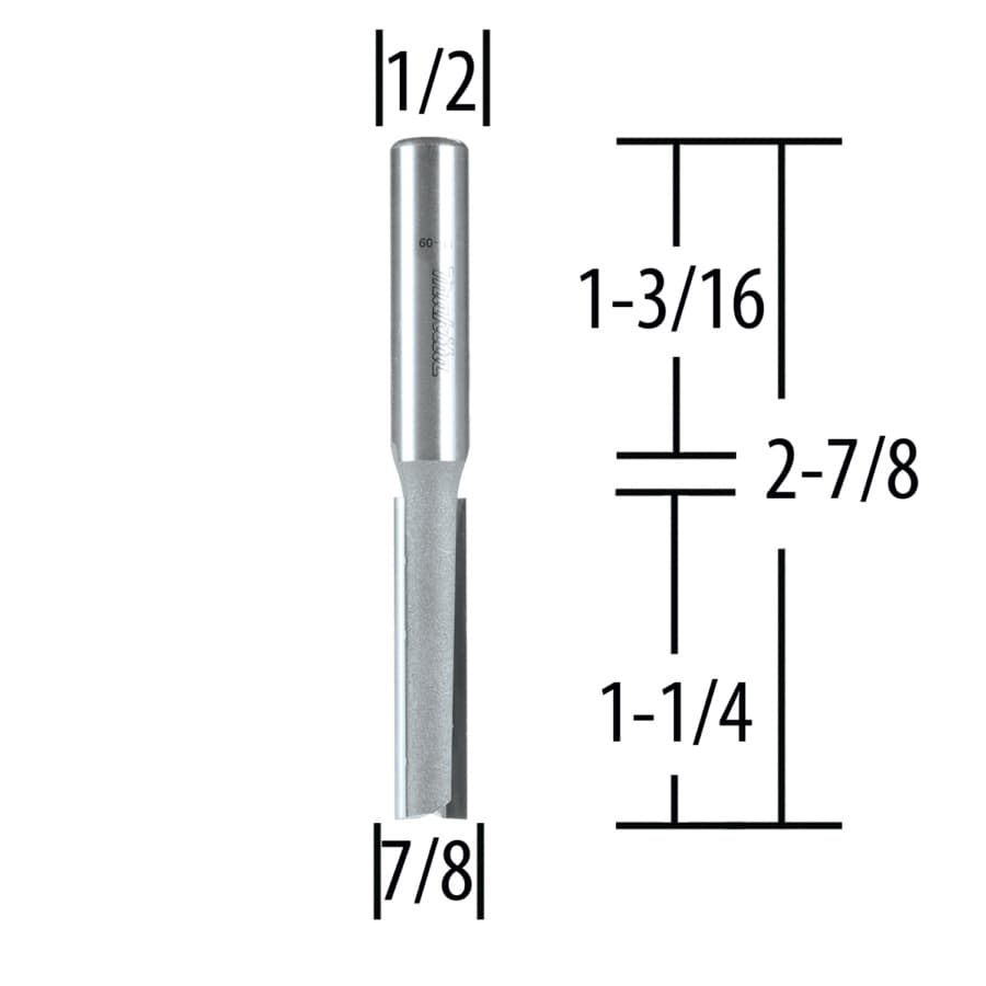 7/8" x 2-7/8" Straight Router Bit, 2-Flute, 1/2" Shank, detail 1
