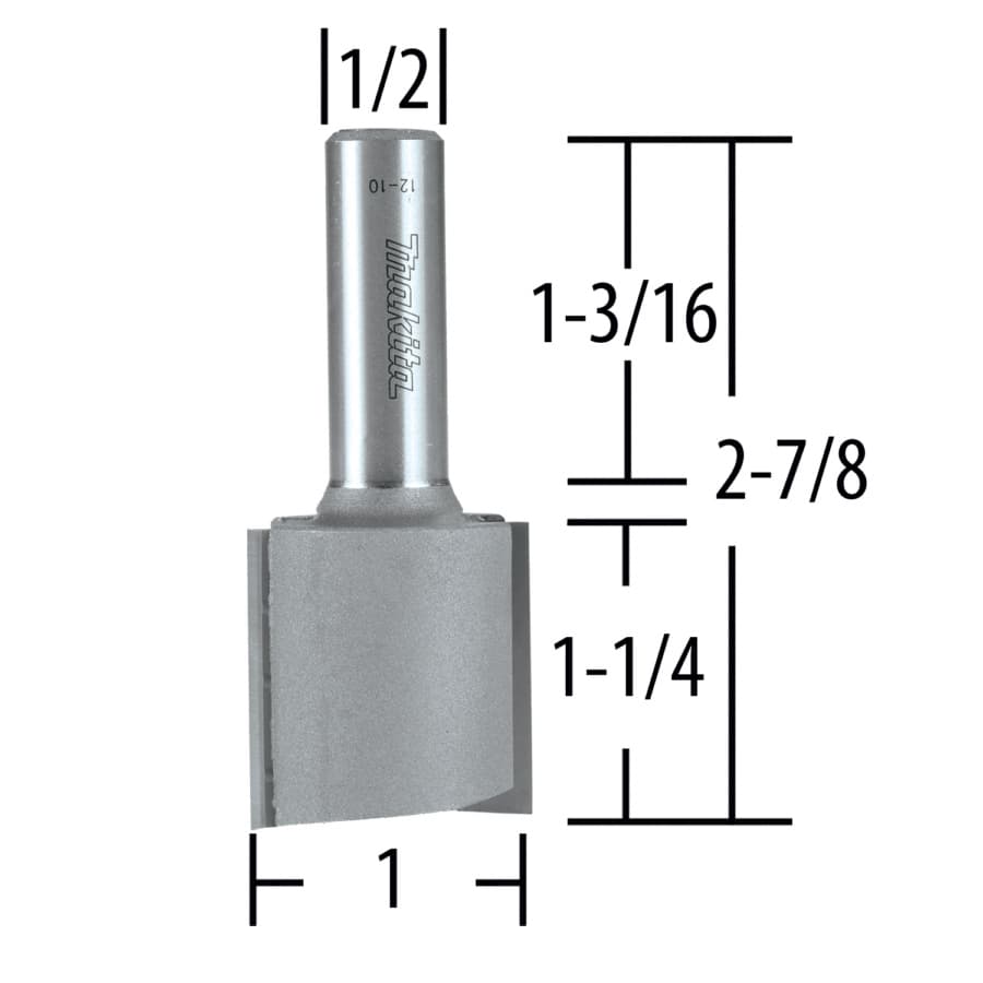 1" x 2-7/8" Straight Router Bit, 2-Flute, 1/2" Shank, detail 1