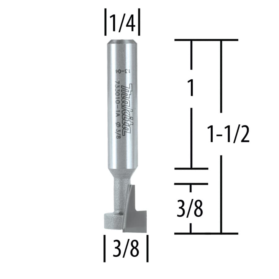 3/8" x 1-1/2" Keyhole Router Bit, 2 Flute, 1/4" Shank, detail 1