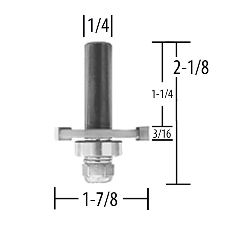 1-7/8" x 2-1/8" Slot Cutter Router Bit, 3-Flute, 1/4"Shank, 3/16" Cutting Height, detail 1
